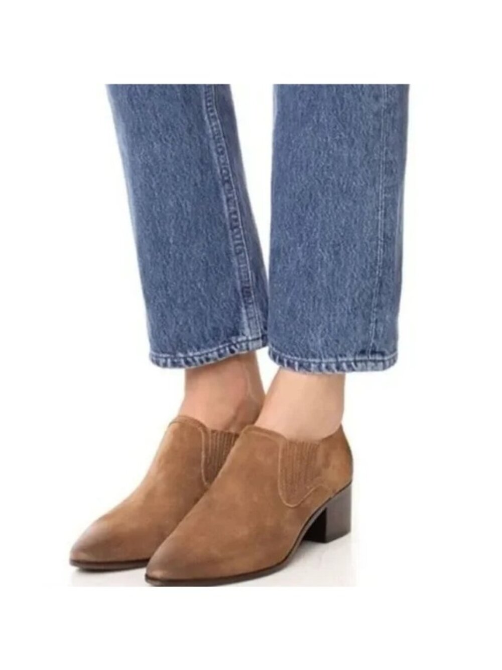 FRYE Eleanor Women's Brown Suede Leather Western Heel Ankle Boots Size 9 181 - Picture 2 of 16